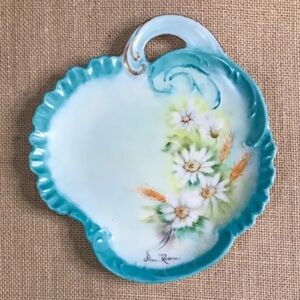 Hand Painted Daisies Art Dish Jean Roseu Mid Century Cottage Grandma Core